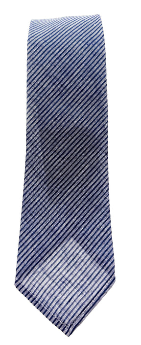 Emporio Armani Mens Ligh Blue Silver Diagonal Stripe Tie – Made in Italy