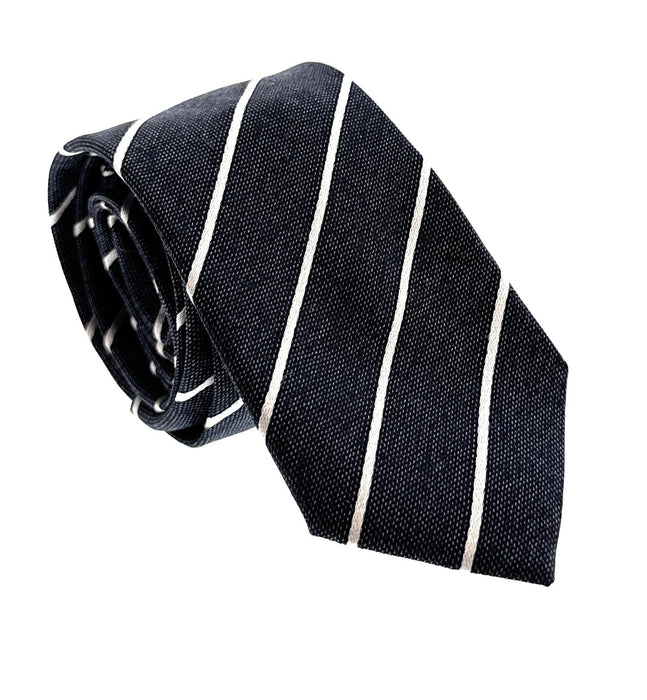 Emporio Armani Blue & Silver Regimental Stripe Men's Tie, 2"