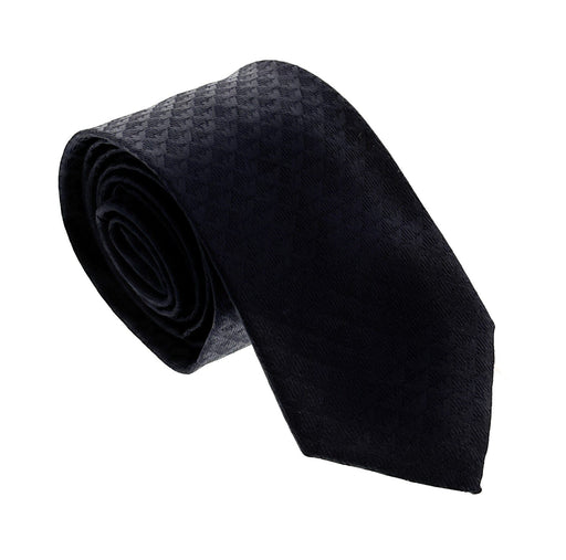 Emporio Armani Men’s Night Blue Silk Necktie with Logo Print, 3"