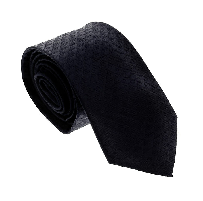 Emporio Armani Men’s Night Blue Silk Necktie with Logo Print, 2"