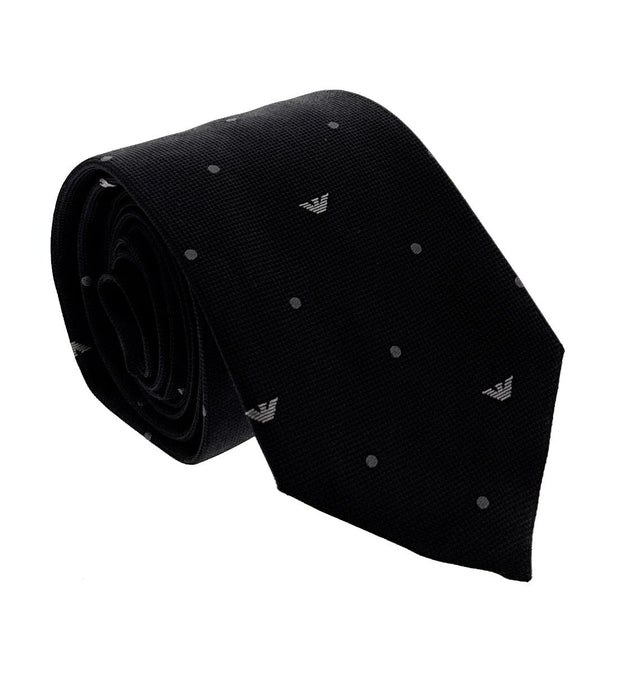 Emporio Armani Black Armani logo dotted Men's Tie, 3"