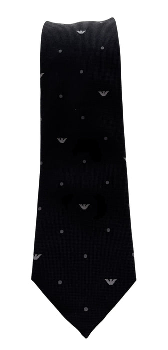 Emporio Armani Black Armani logo dotted Men's Tie, 3"