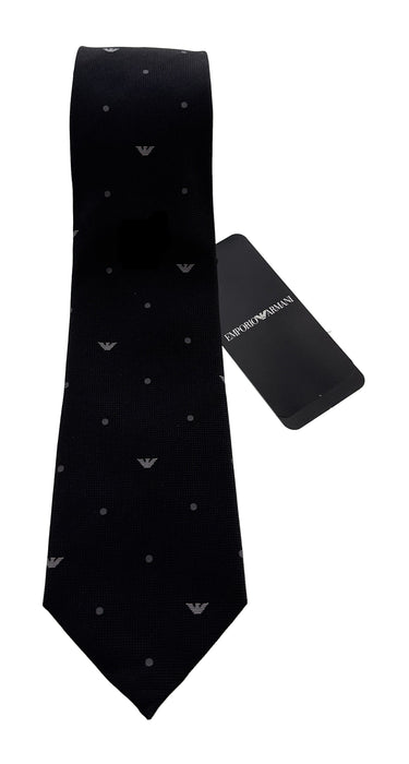 Emporio Armani Black Armani logo dotted Men's Tie, 3"