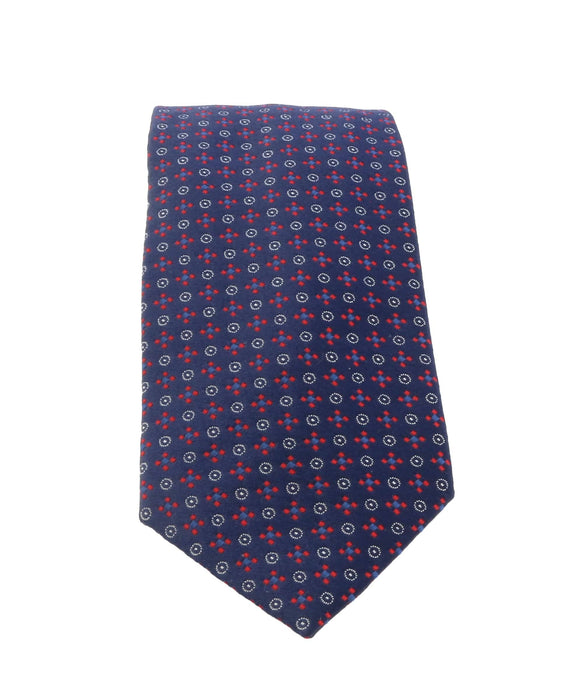 Emporio Armani Midnight Blue Circle Graphic Polyester-Silk Blend Tie – 3in