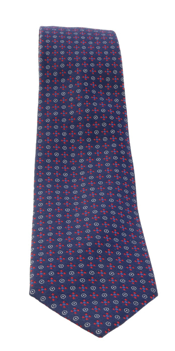 Emporio Armani Midnight Blue Circle Graphic Polyester-Silk Blend Tie – 3in
