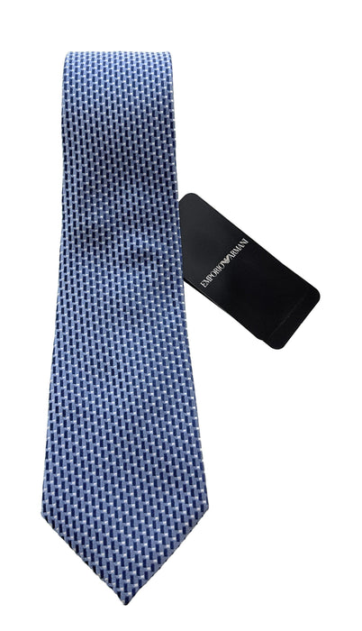 Emporio Armani Sky Blue Dotted Geometric Men's Tie, 3"