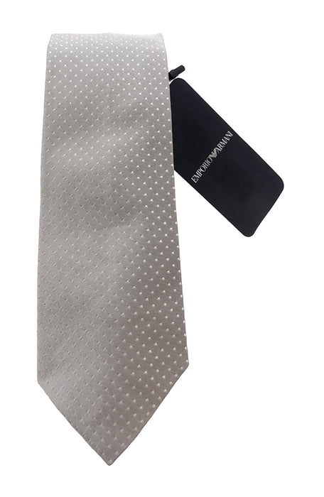 Emporio Armani Silver  Dotted 100% Silk Mens Tie