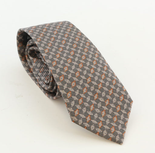 Emporio Armani Dark/Dove Grey Orange Diamond Silk Tie – 3in