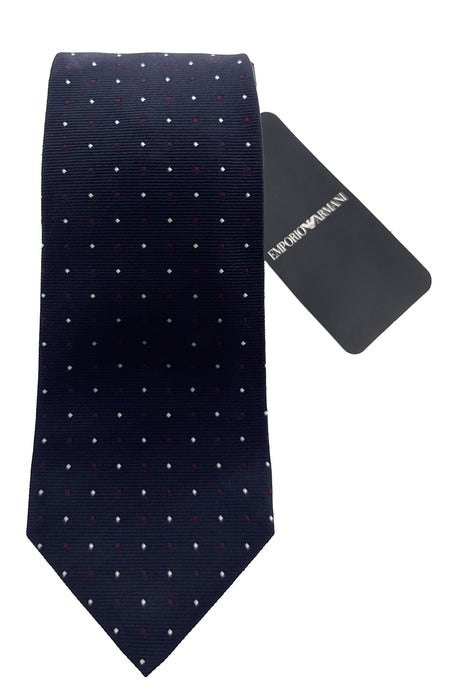 Emporio Armani Mens Night Blue Dotted Tie Made in Italy