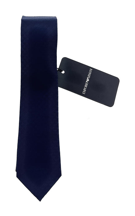 Emporio Armani Marine Blue Armani logo print Men's Tie, 2"