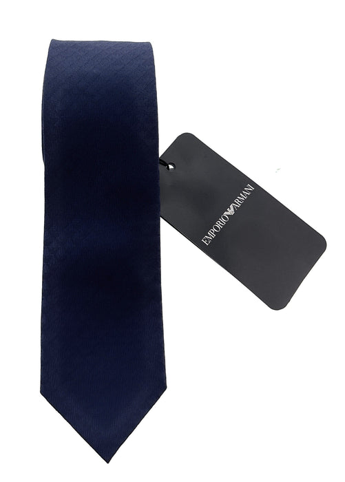 Emporio Armani Marine Blue Armani logo print Men's Tie, 2"