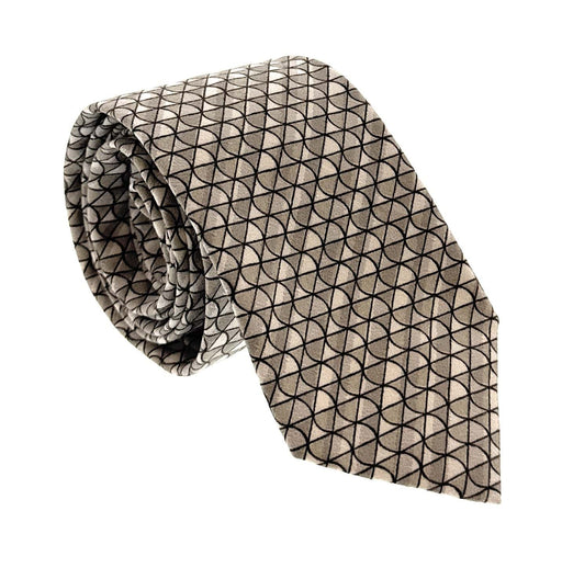 Emporio Armani Mens Khaki Geometric Abstract Tie – Made in Italy