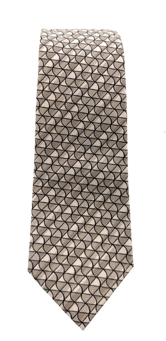 Emporio Armani Mens Khaki Geometric Abstract Tie – Made in Italy