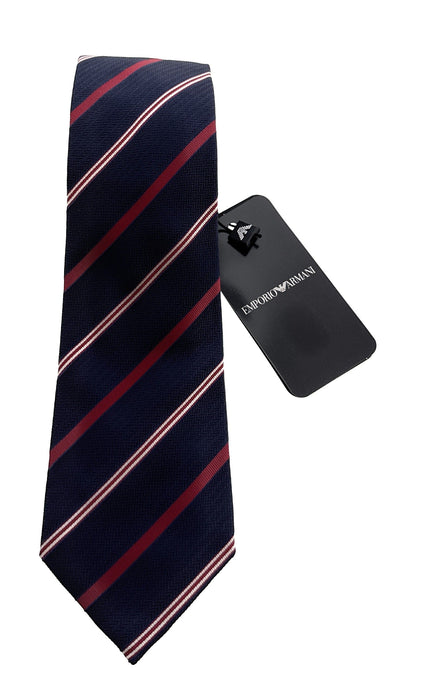 Emporio Armani Navy Blue Red stripe Men's Tie, 3"