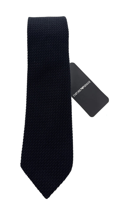 Emporio Armani Mens Blue Knitted Tie – Made in Italy