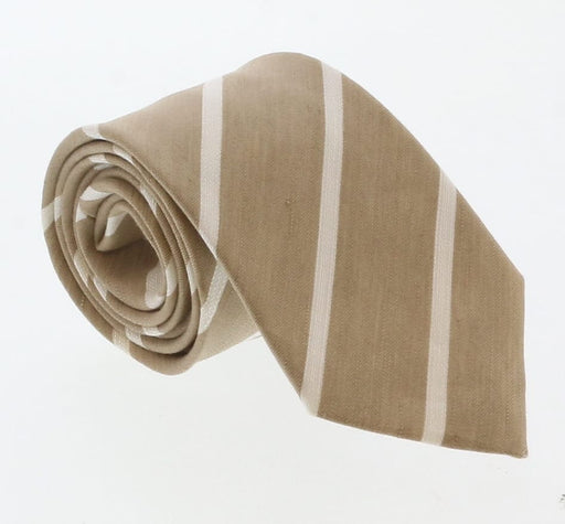 Emporio Armani Sand Striped 100% Silk Mens Tie