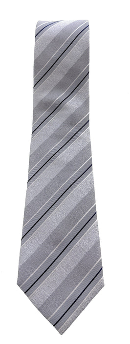 Emporio Armani Men's Silver Grey Striped Textured Weave Tie, 3"