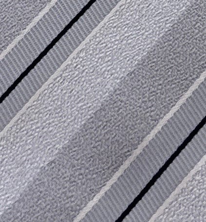 Emporio Armani Men's Silver Grey Striped Textured Weave Tie, 3"
