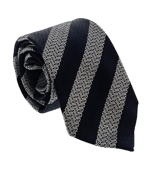 Emporio Armani Dark Green Silver Striped Men's Tie, 3"