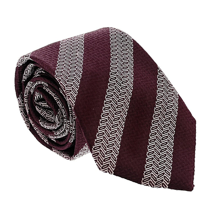 Emporio Armani Burgundy White stripe Men's Tie, 3"