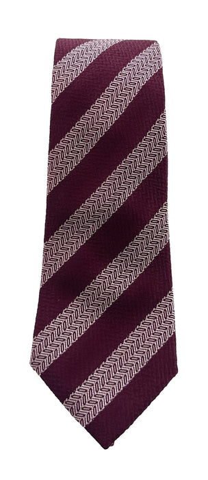 Emporio Armani Burgundy White stripe Men's Tie, 3"