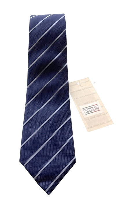 Emporio Armani Men’s Light Blue Striped Silk Necktie, 3"