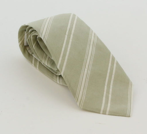 Emporio Armani Mens Khaki White Stripe Tie – Made in Italy