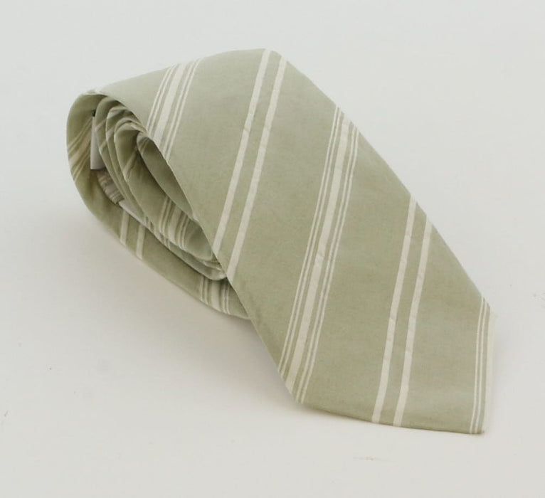 Emporio Armani Mens Khaki White Stripe Tie – Made in Italy