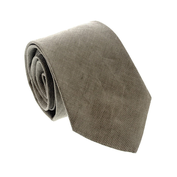 Emporio Armani Beige Small Diamond weave Linen-Cotton Blend Tie – 3in