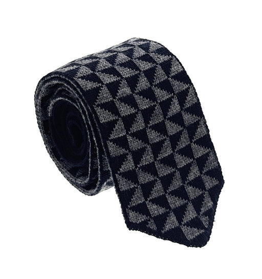 Emporio Armani Navy Blue & Grey Geometric Men's Tie, 2.5"