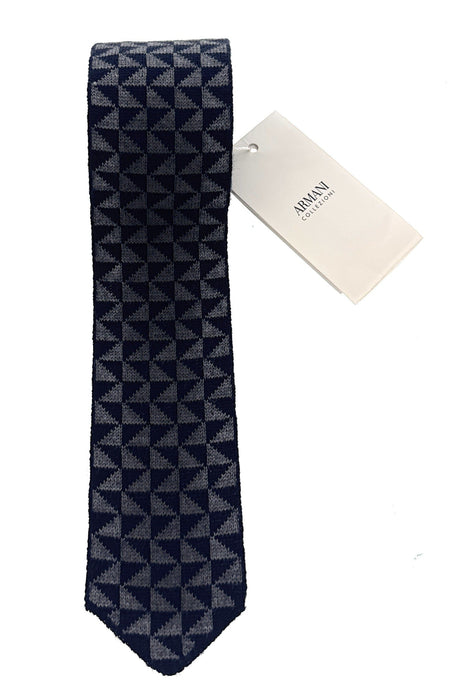 Emporio Armani Navy Blue & Grey Geometric Men's Tie, 2.5"