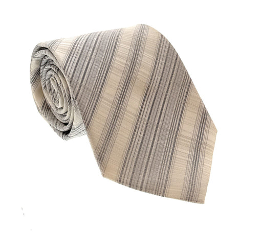 Emporio Armani White & Grey Regimental Stripe Silk Tie – 3in