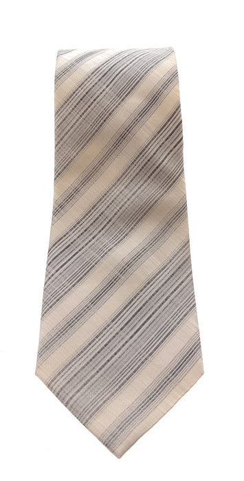 Emporio Armani White & Grey Regimental Stripe Silk Tie – 3in