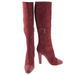 Dolce & Gabbana Red Croc Embossed Toe Cap Suede Knee High Boots-