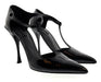 Dolce & Gabbana Black Glossy Patent T-Strap Heels-EU40