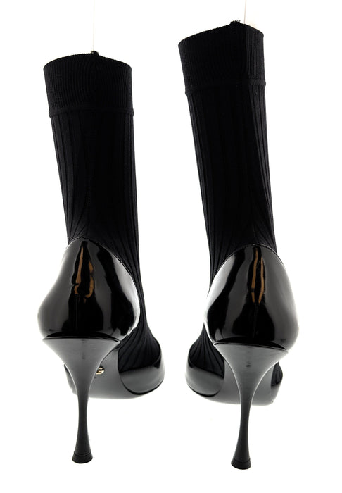 Dolce & Gabbana Black Patent Sock-Style Ankle Boots
-EU37.5