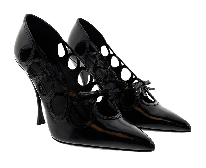 Dolce & Gabbana Black Glossy Patent Cut Out Heels