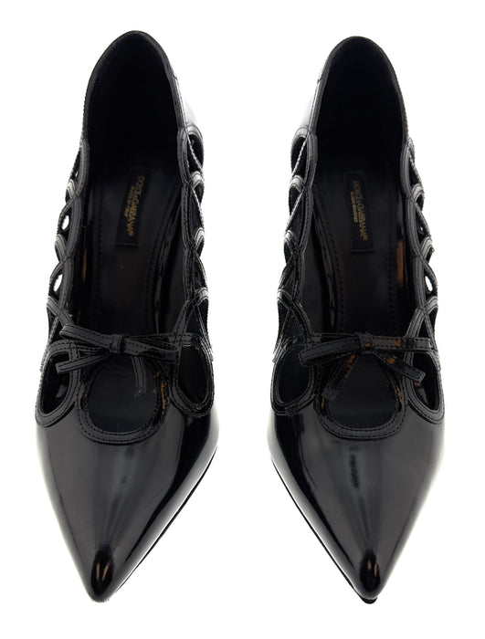 Dolce & Gabbana Black Glossy Patent Cut Out Heels