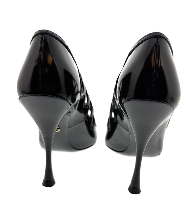 Dolce & Gabbana Black Glossy Patent Cut Out Heels