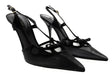 Dolce & Gabbana Black Mesh Slingback – T-Strap Bow Detail Pointed Pumps-41
