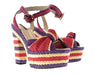 Dolce & Gabbana Multicolor Raffia Platform Sandals –  Woven Heels with Bow-39.5