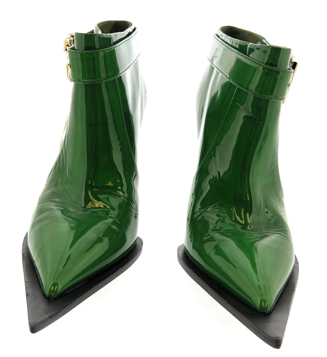 Dolce & Gabbana Green Patent Leather Ankle Boots –Floor Model-38