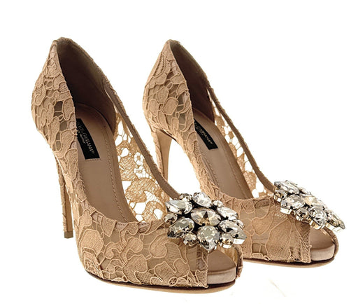 Dolce & Gabbana Apricot Lace Embellished Classic Pumps-EU36