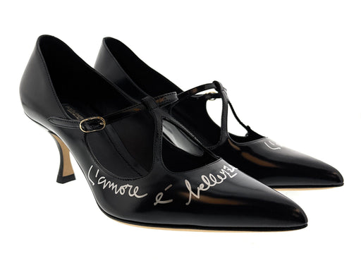 Dolce & Gabbana Black Classic T-Strap Kitten Heels-EU36