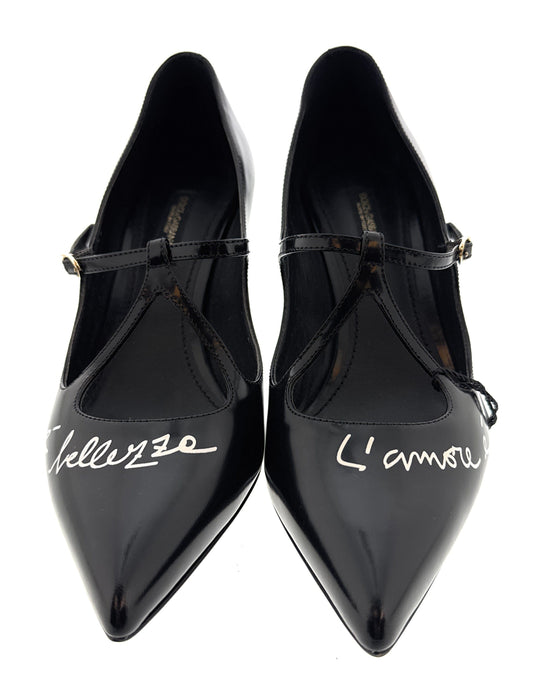 Dolce & Gabbana Black Classic T-Strap Kitten Heels-EU36