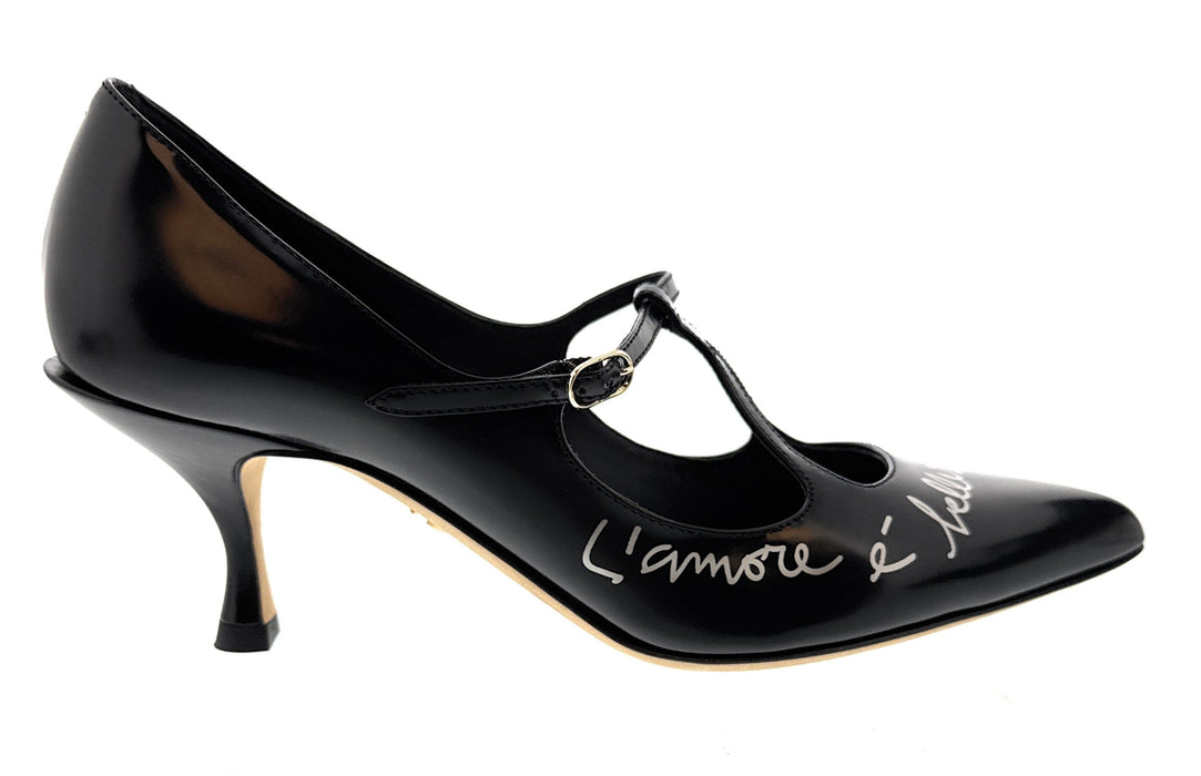 Dolce & Gabbana Black Classic T-Strap Kitten Heels-EU36