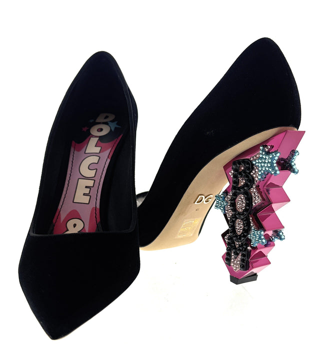 Dolce & Gabbana Black Retro Vintage Boom Heel Pumps-EU41