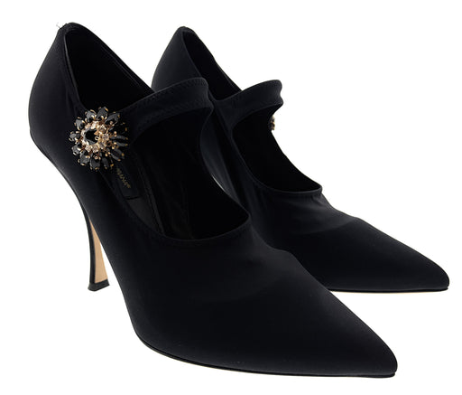 Dolce & Gabbana Black Jersey Pointed Toe Pumps-EU37