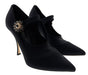 Dolce & Gabbana Black Jersey Pointed Toe Pumps-EU37