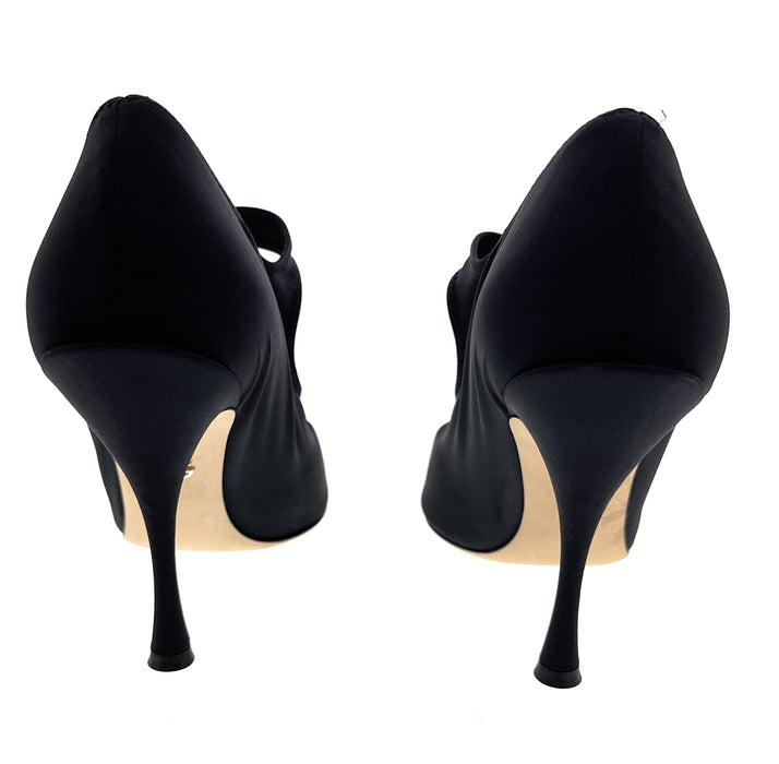 Dolce & Gabbana Black Jersey Pointed Toe Pumps-EU37